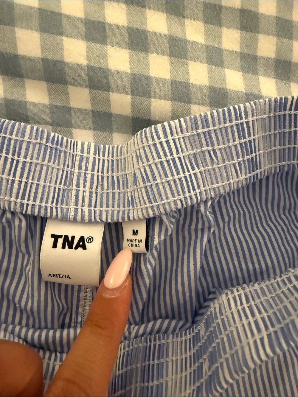 TNA Blue and White Striped Women's Cotton Lounge Shorts - Picture 2 of 4